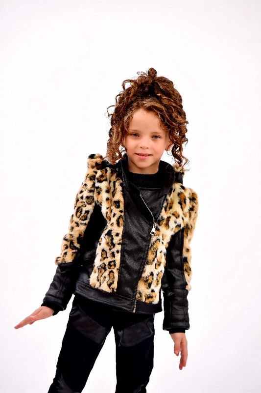 leopard-print faux fur jacket
