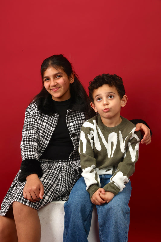 coordinated two-piece tweed set