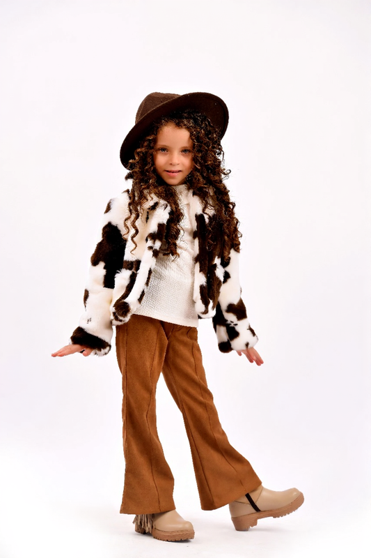 Kids’-Fur Cow Print Jacket