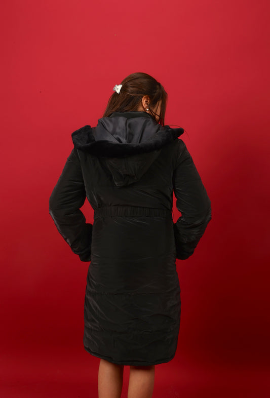 winter coat featuring a soft fur-trimmed