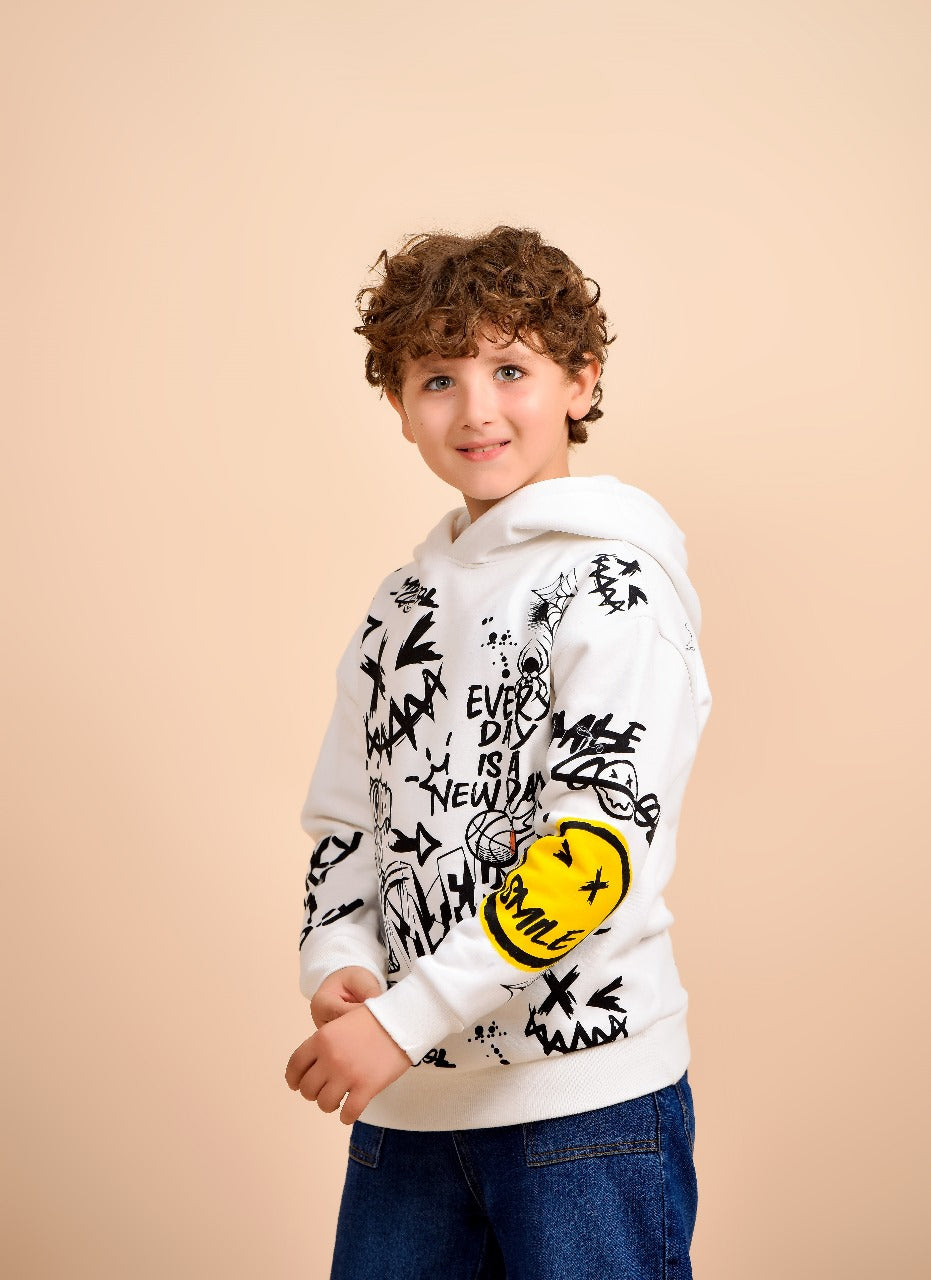 Kids’ Graphic White Hoodie