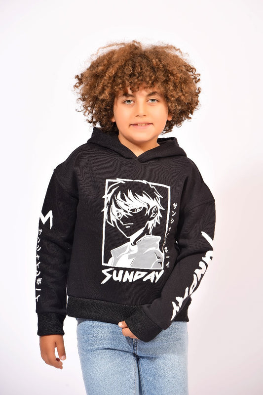 Boys’ Graphic Black Hoodie