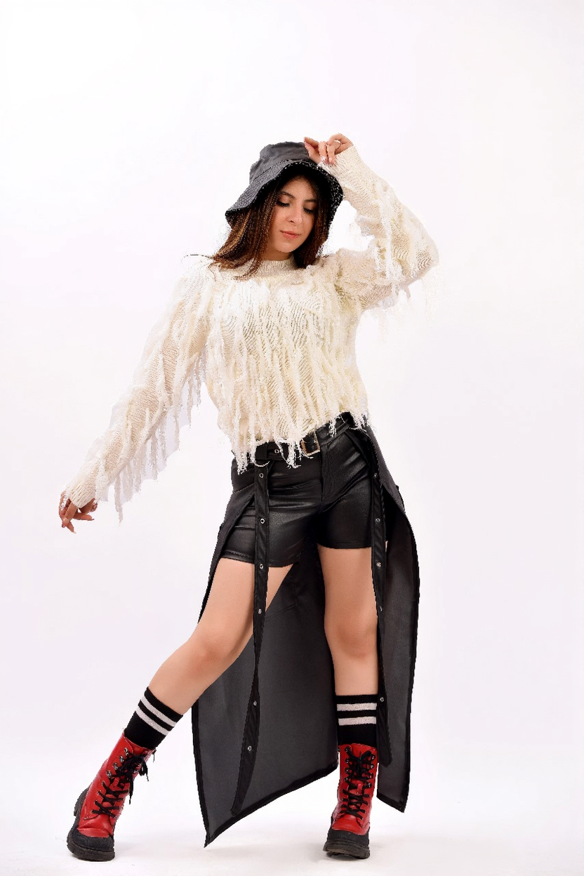 fringe knit sweater