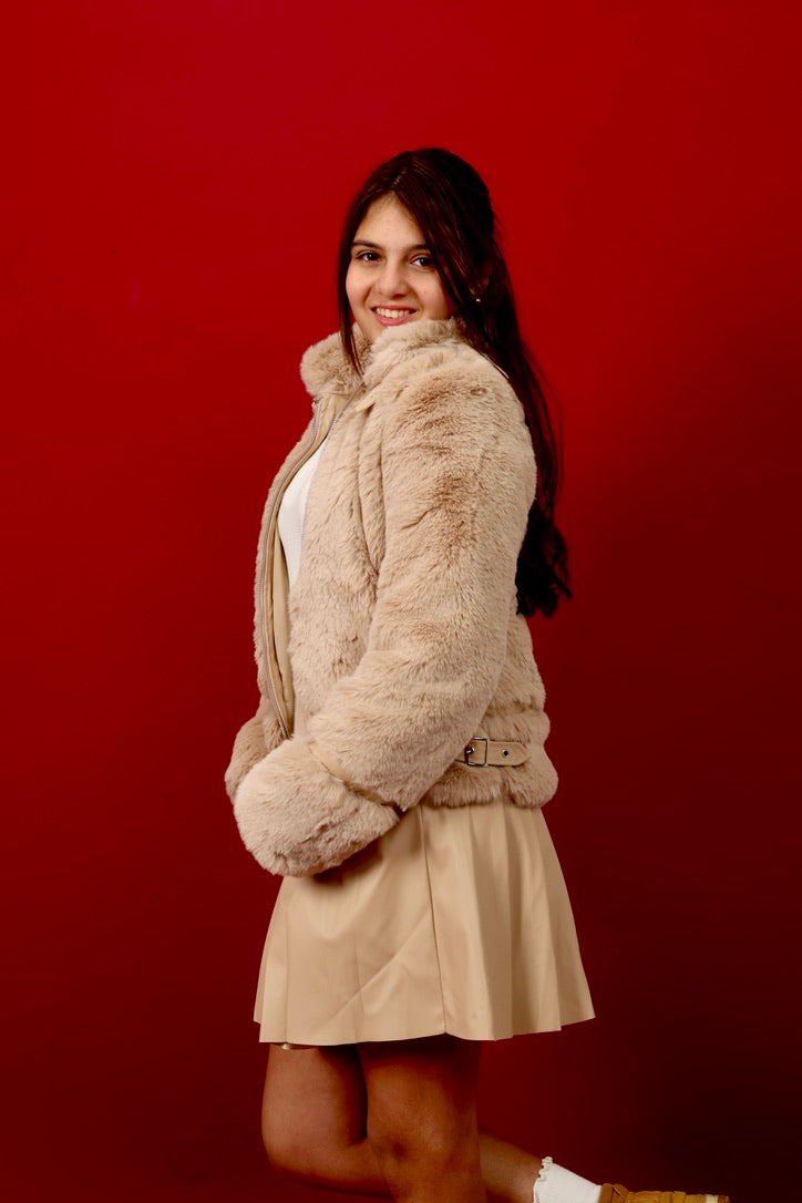 fur jacket with skirt