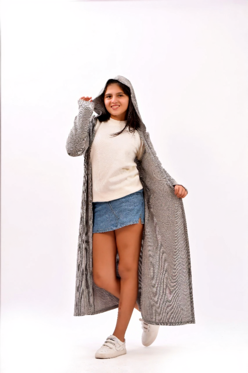 long, flowing knit cardigan