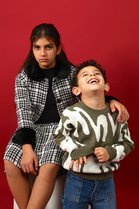 coordinated two-piece tweed set