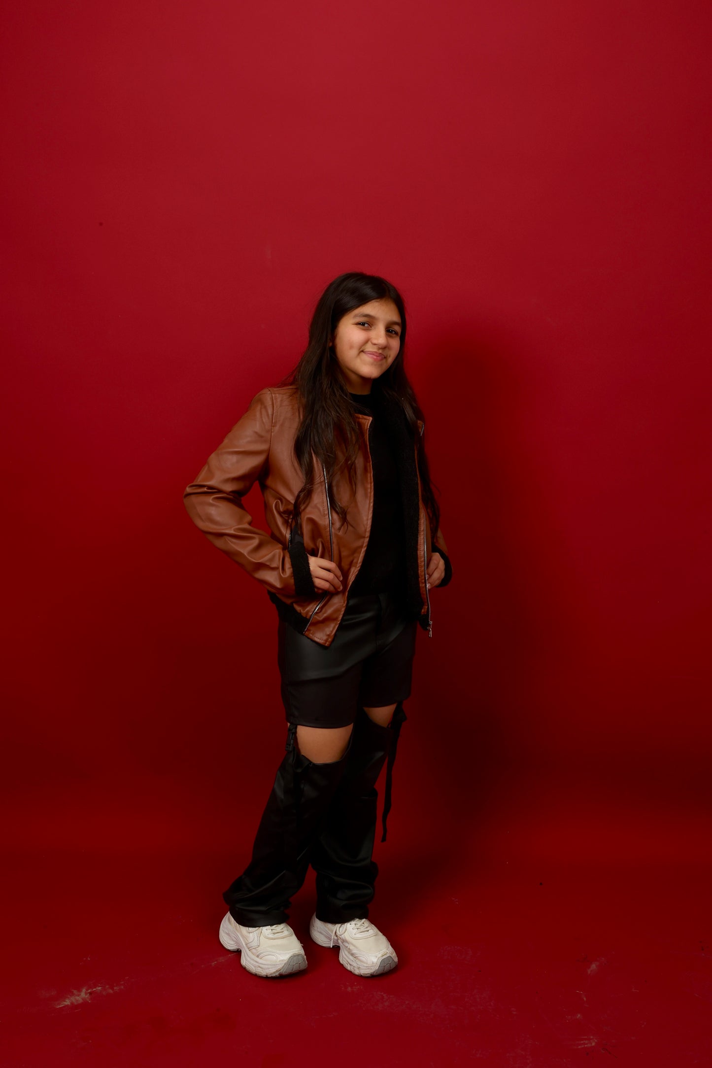 warm brown leather jacket