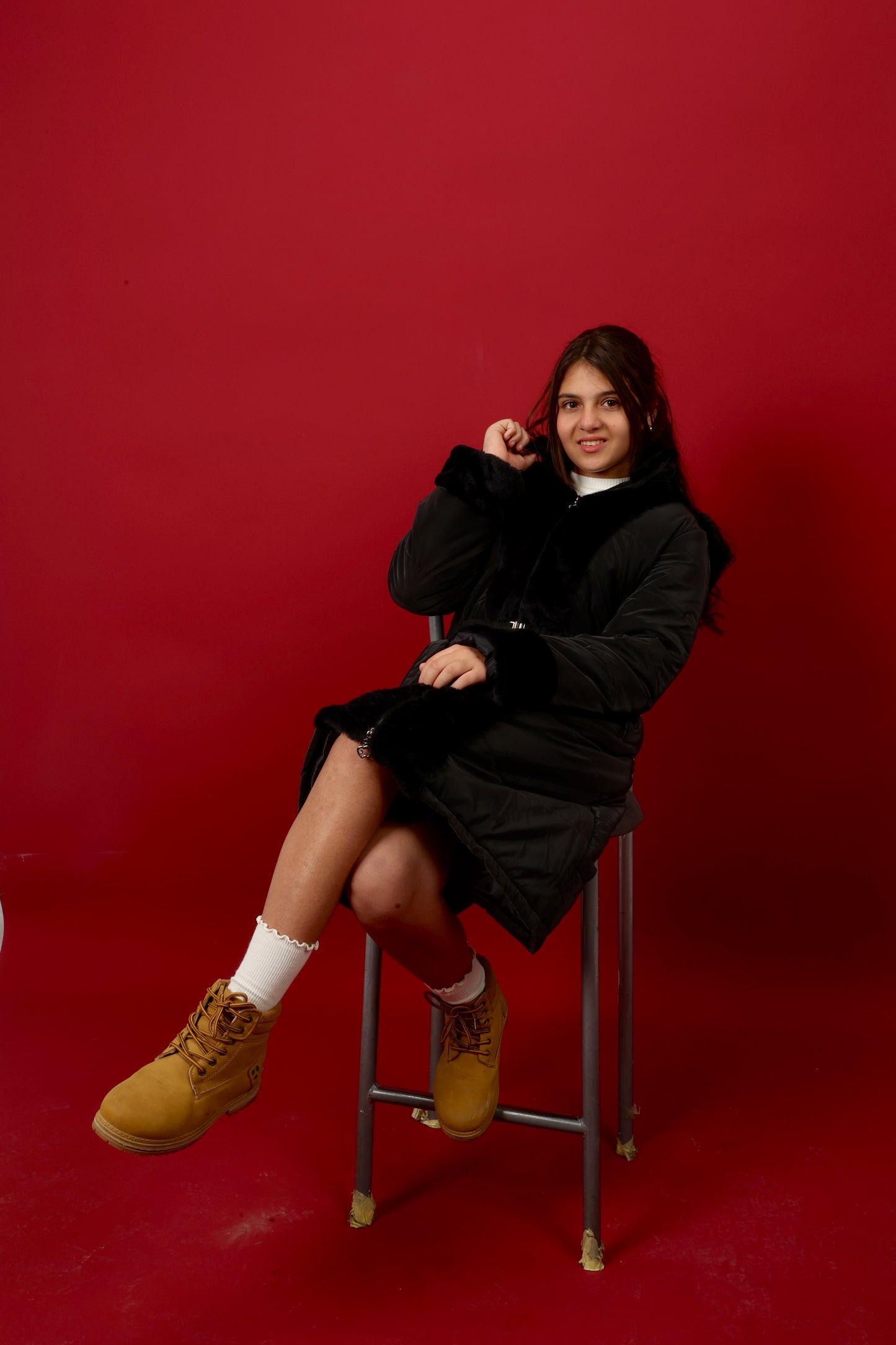 winter coat featuring a soft fur-trimmed