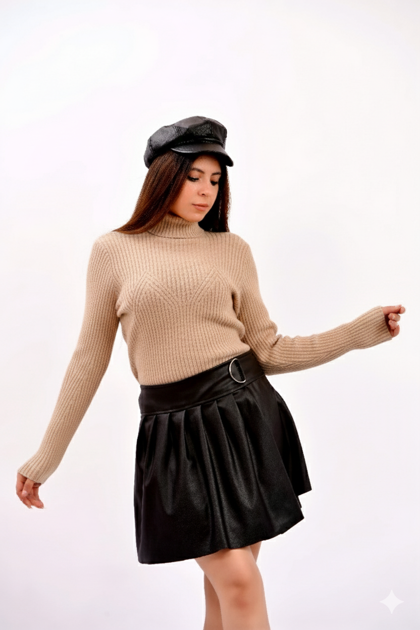 soft knit cozy ribbed turtleneck winter top