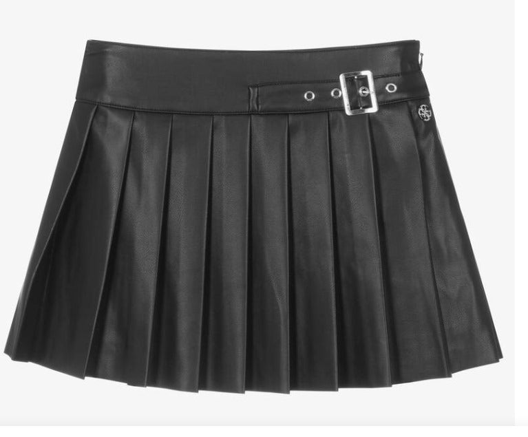 black edgy belt skirt