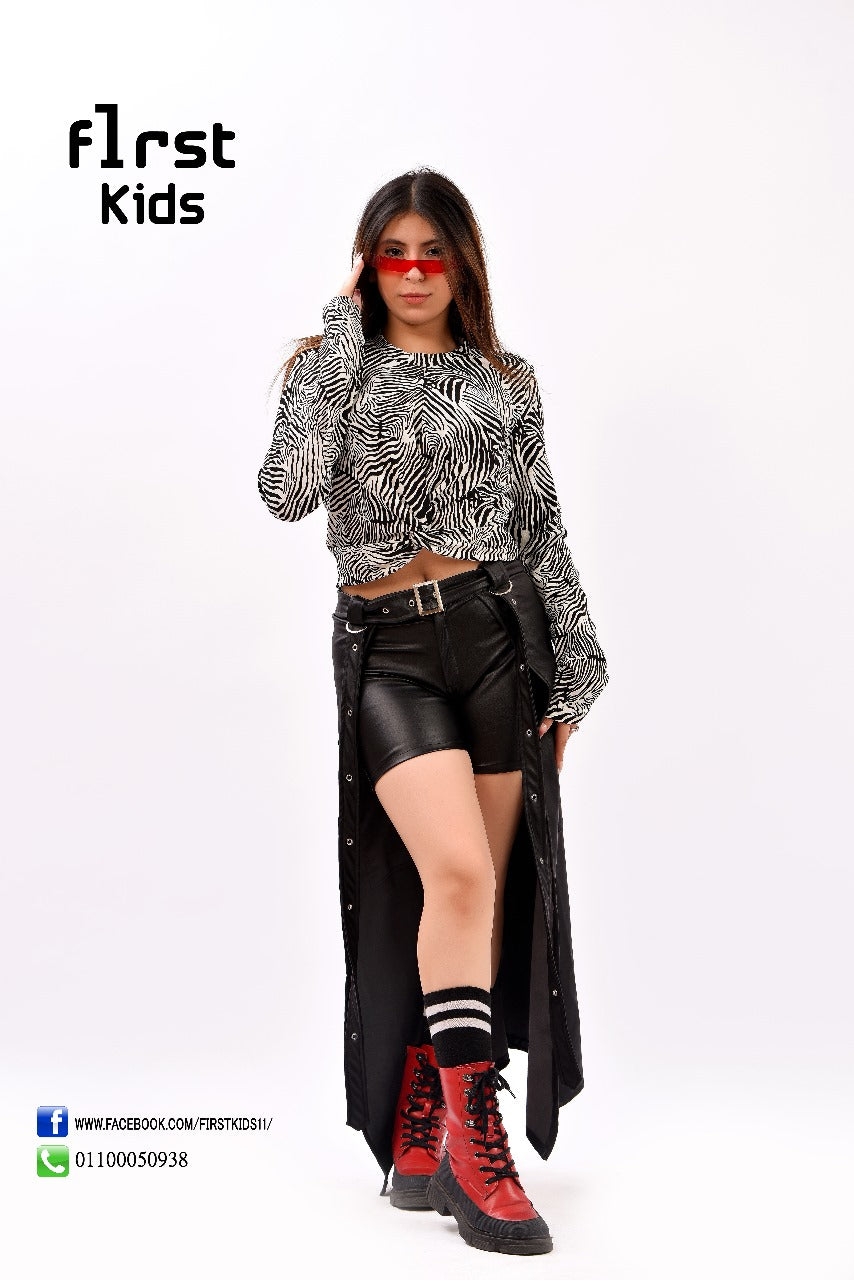 long open front panel skirt