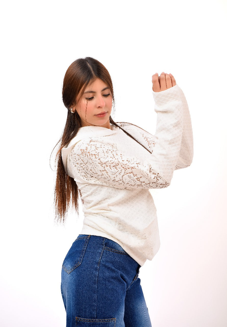 lace detailing sweater