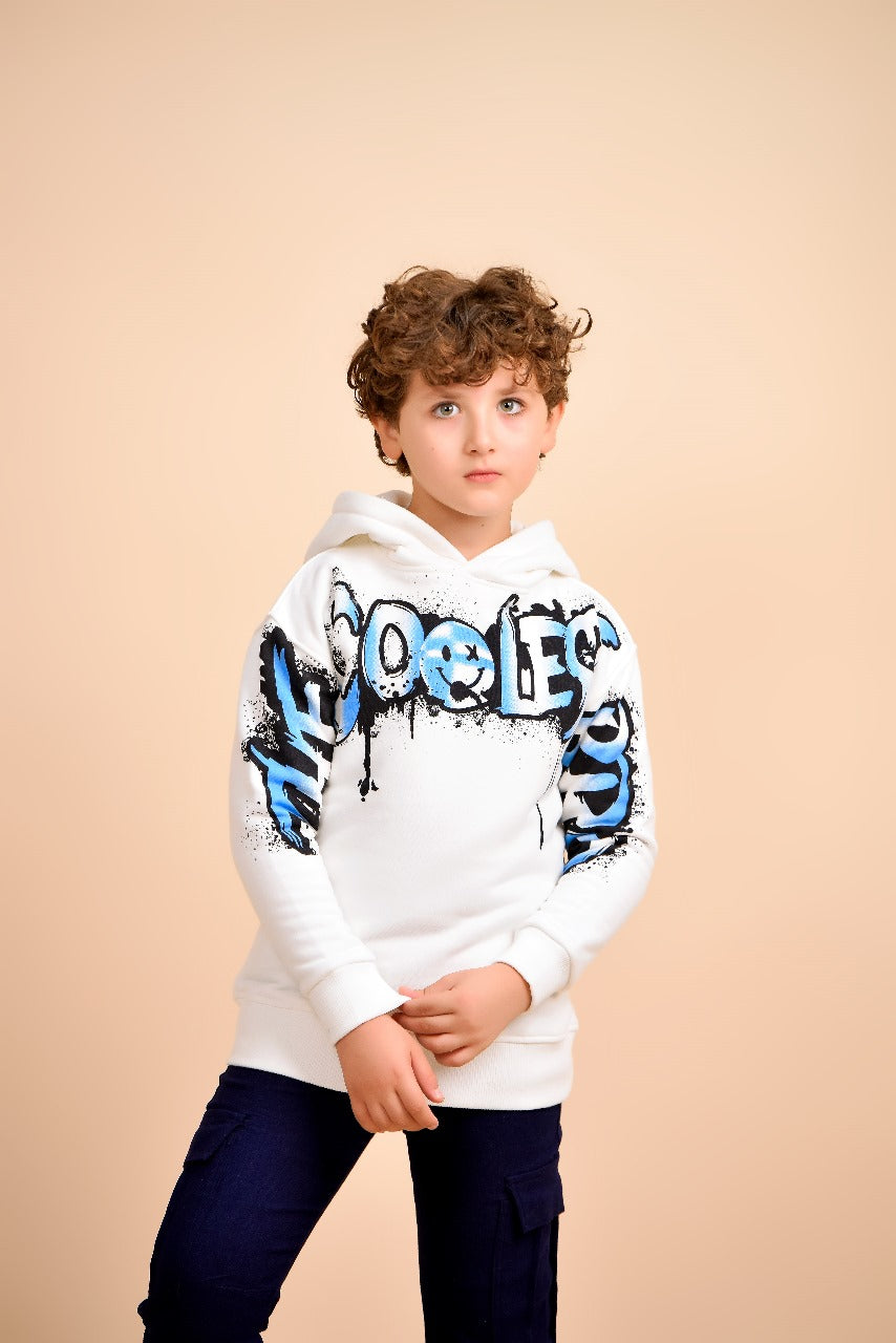 “Coolest” White Graffiti Hoodie
