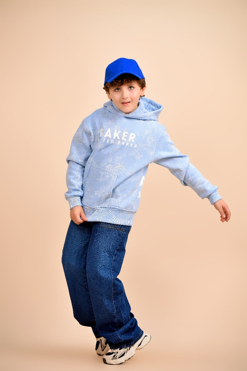 Kids’ Light Blue Printed Hoodie