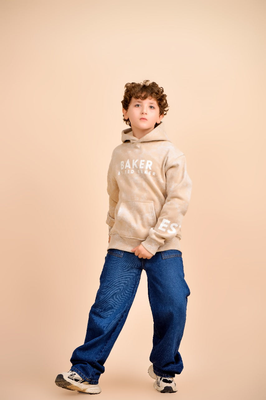 Kids’ Light Blue Printed Hoodie