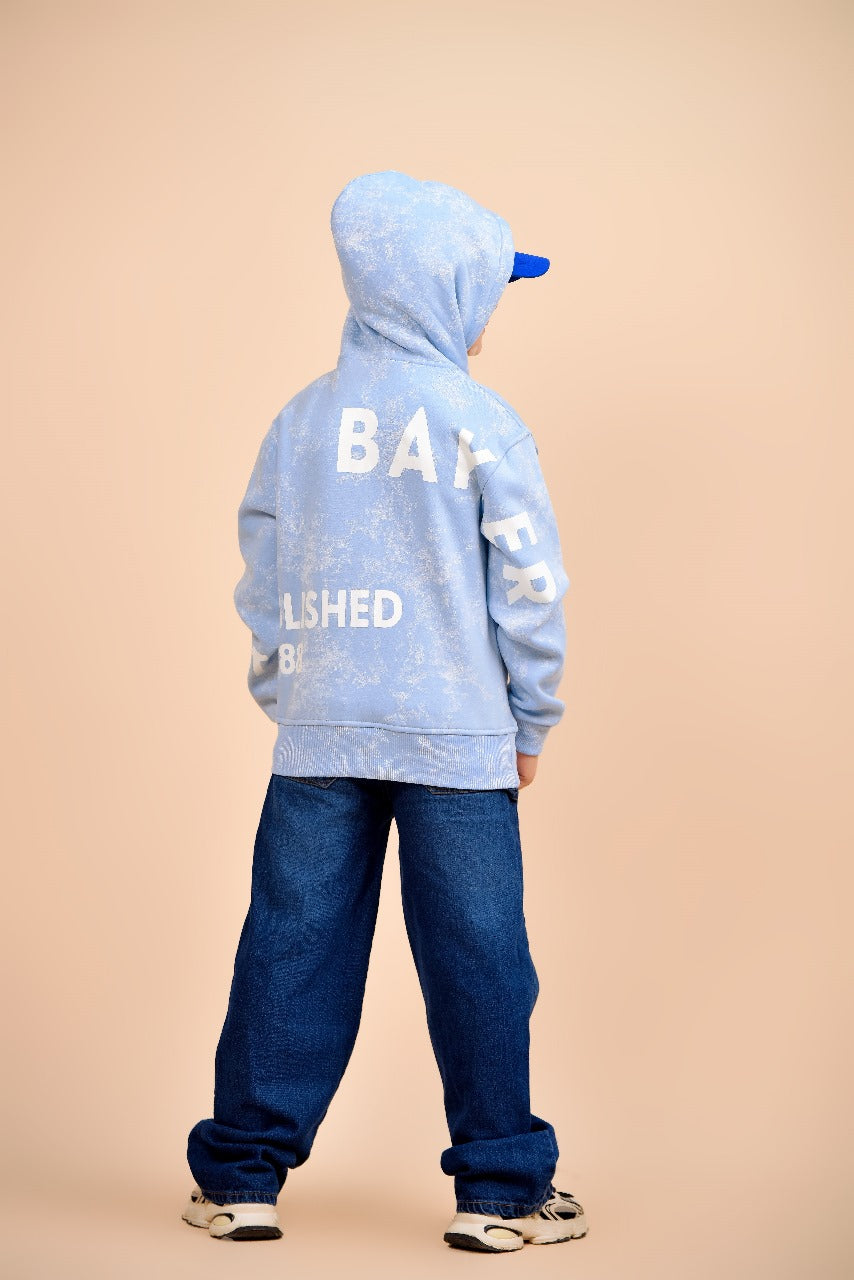 Kids’ Light Blue Printed Hoodie