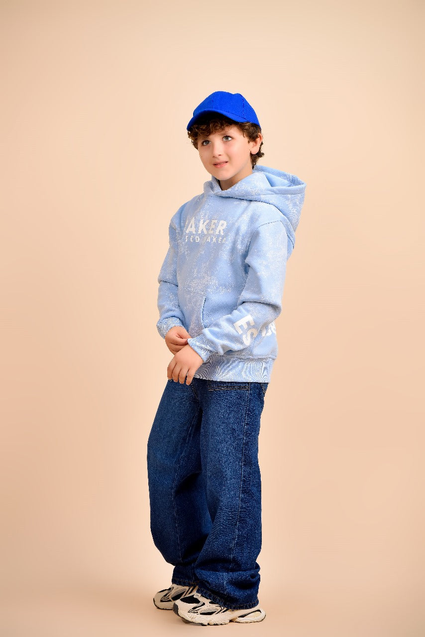 Kids’ Light Blue Printed Hoodie
