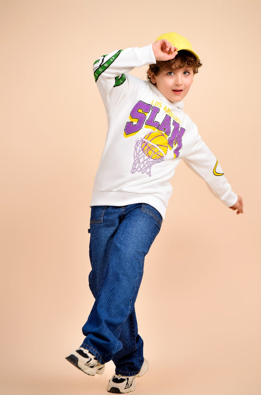 sporty hoodie with a basketball graphic