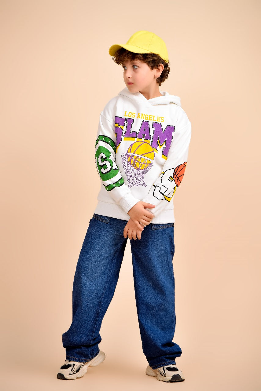 sporty hoodie with a basketball graphic