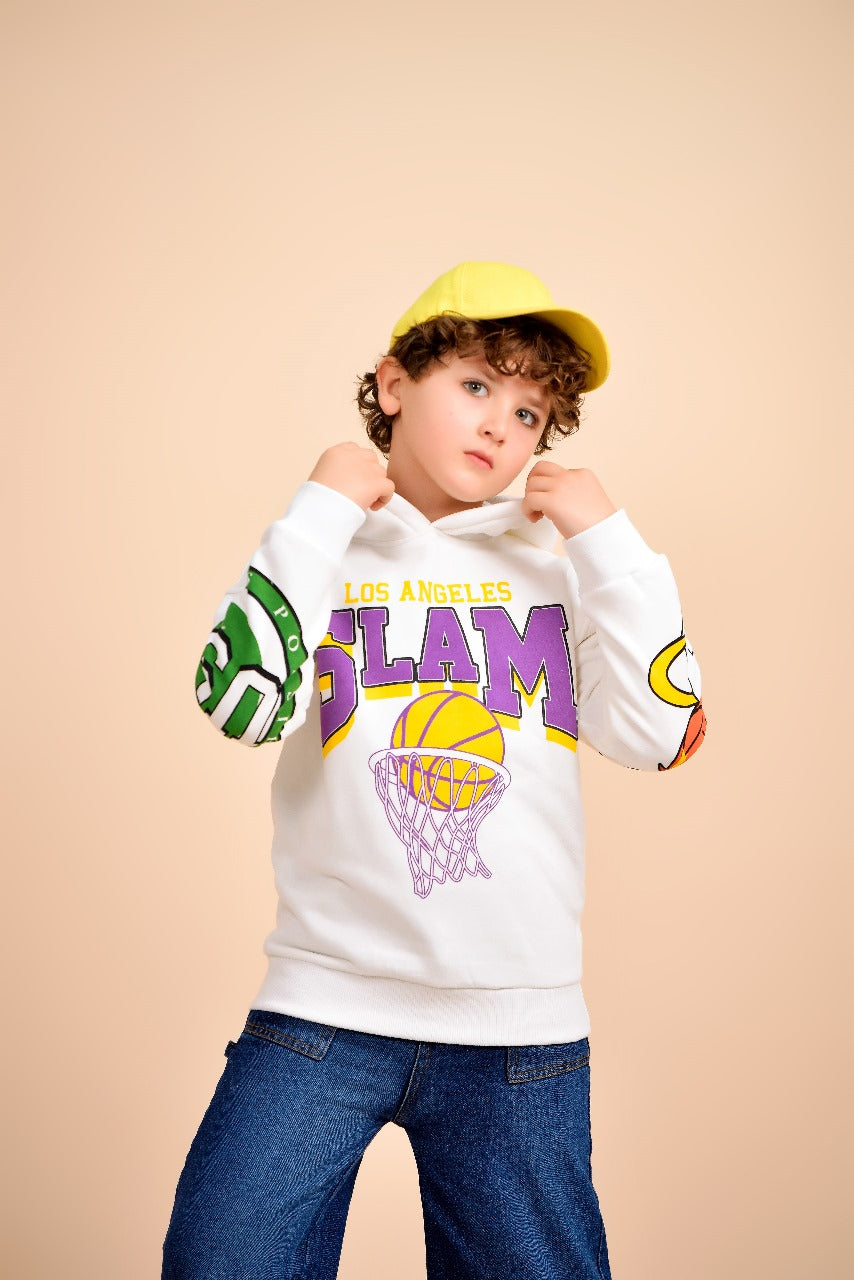 sporty hoodie with a basketball graphic