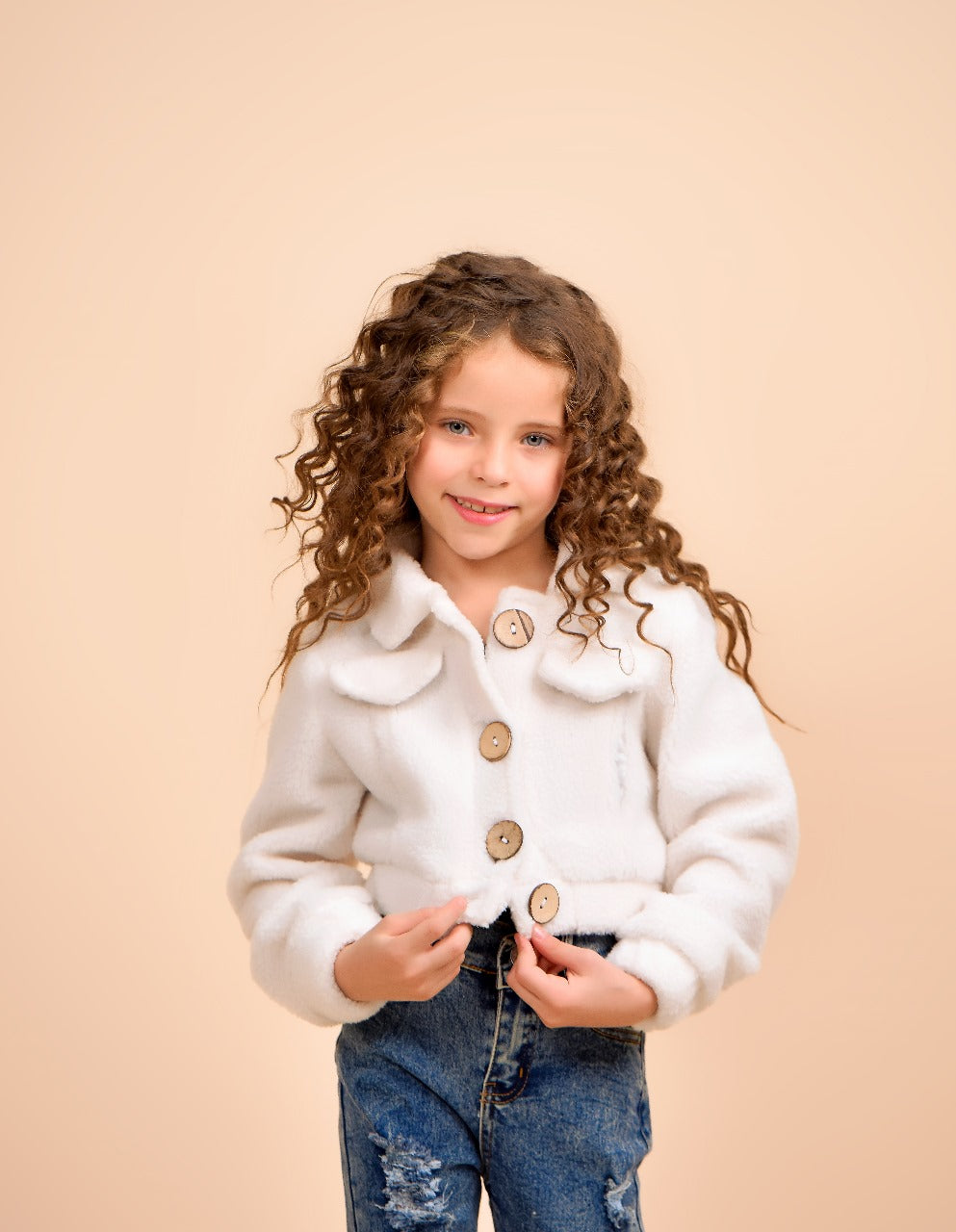 cozy white faux-fur jacket