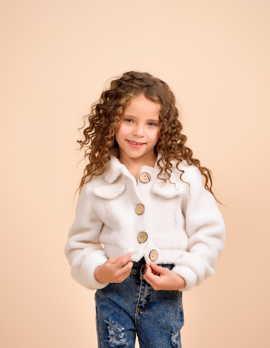 cozy white faux-fur jacket