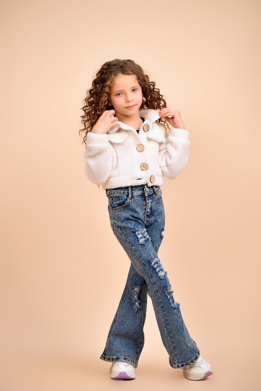 cozy white faux-fur jacket