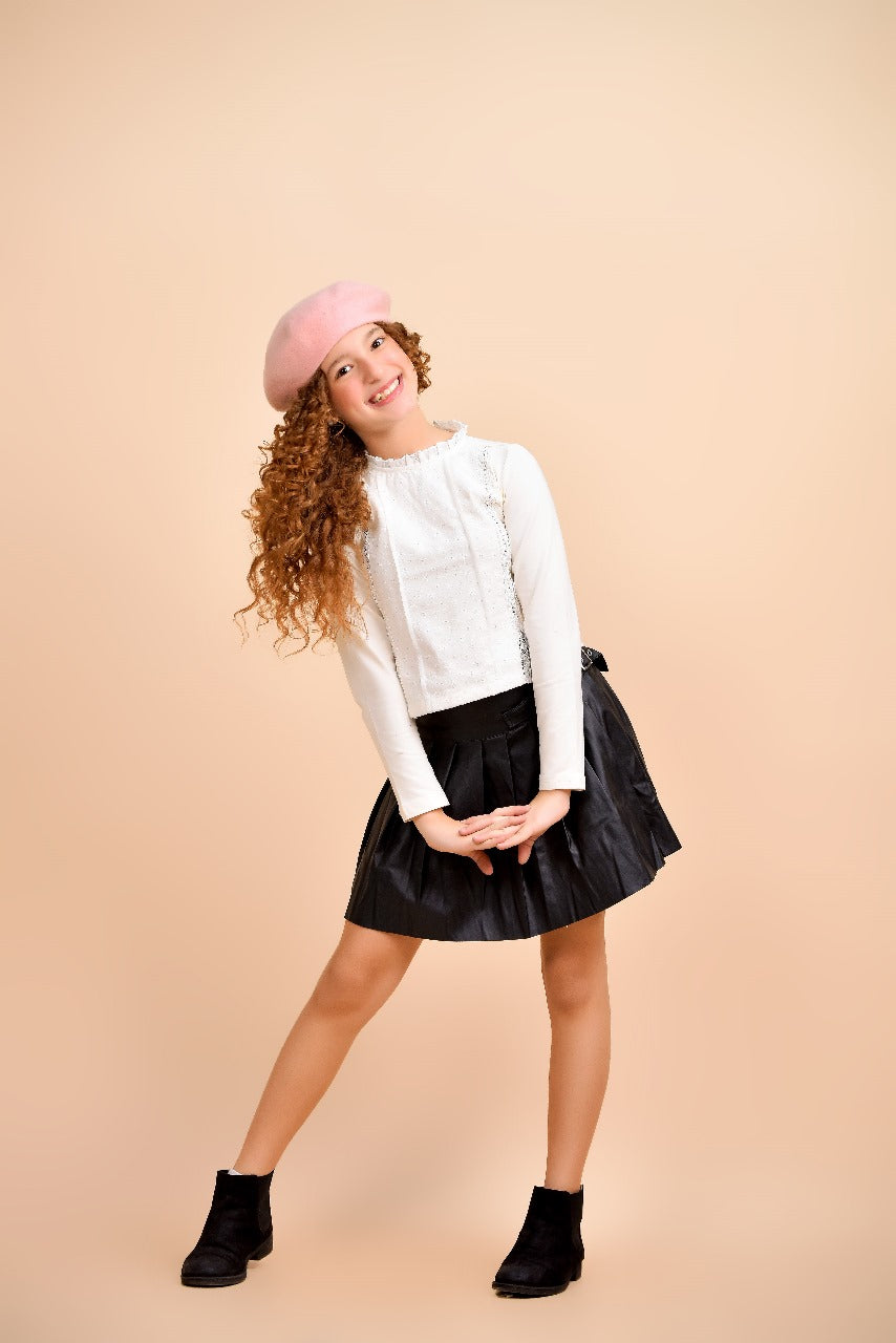 long-sleeve white blouse