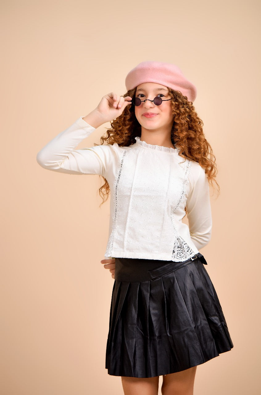 long-sleeve white blouse