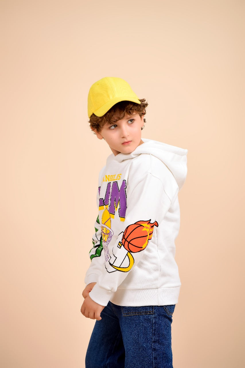 sporty hoodie with a basketball graphic