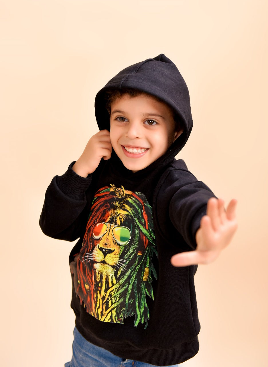 cool lion-print hoodie