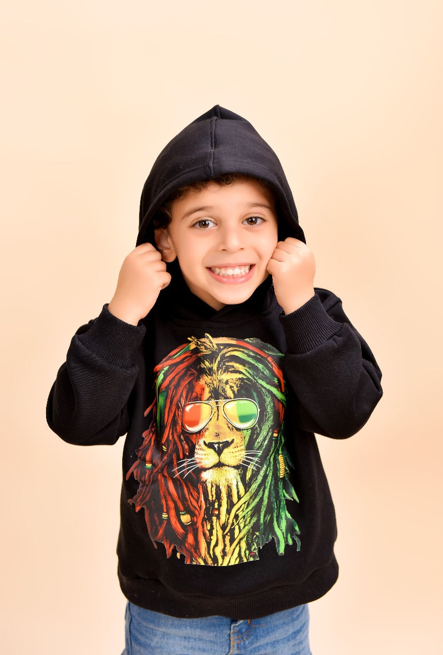 cool lion-print hoodie