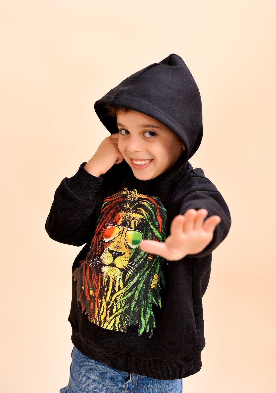 cool lion-print hoodie