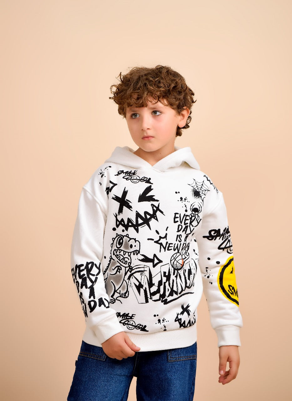 Kids’ Graphic White Hoodie