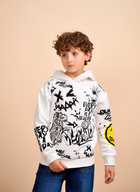 Kids’ Graphic White Hoodie