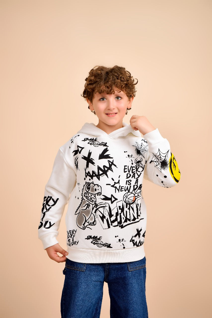 Kids’ Graphic White Hoodie