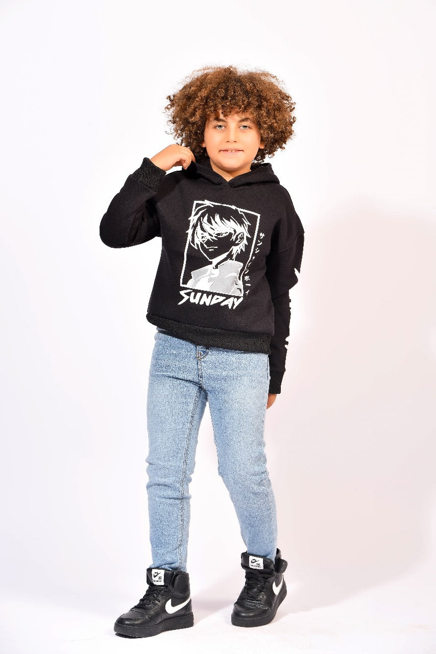 Boys’ Graphic Black Hoodie