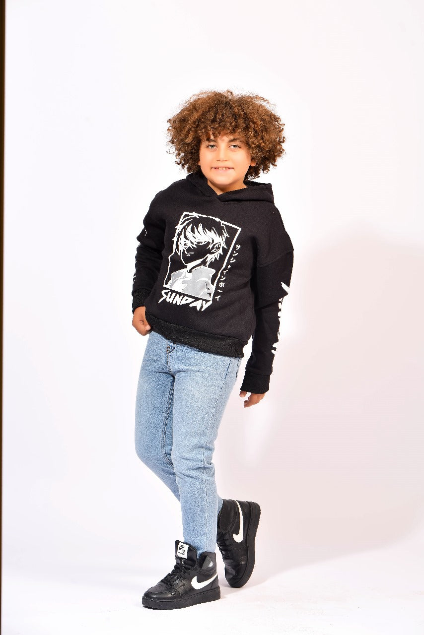 Boys’ Graphic Black Hoodie
