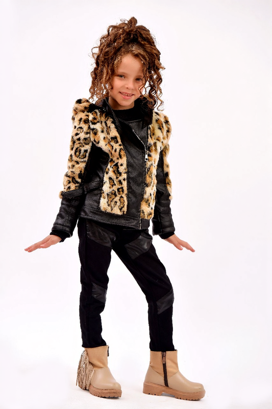 leopard-print faux fur jacket