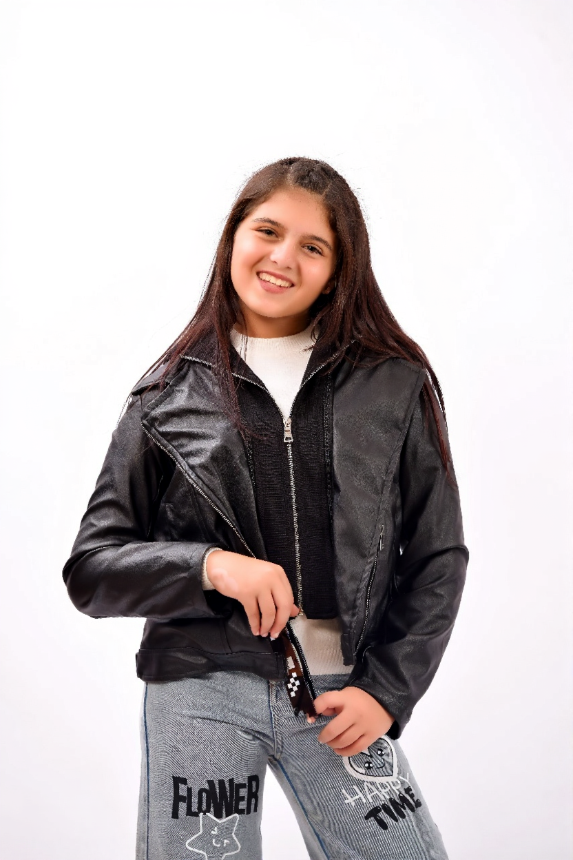 sleek black leather jacket