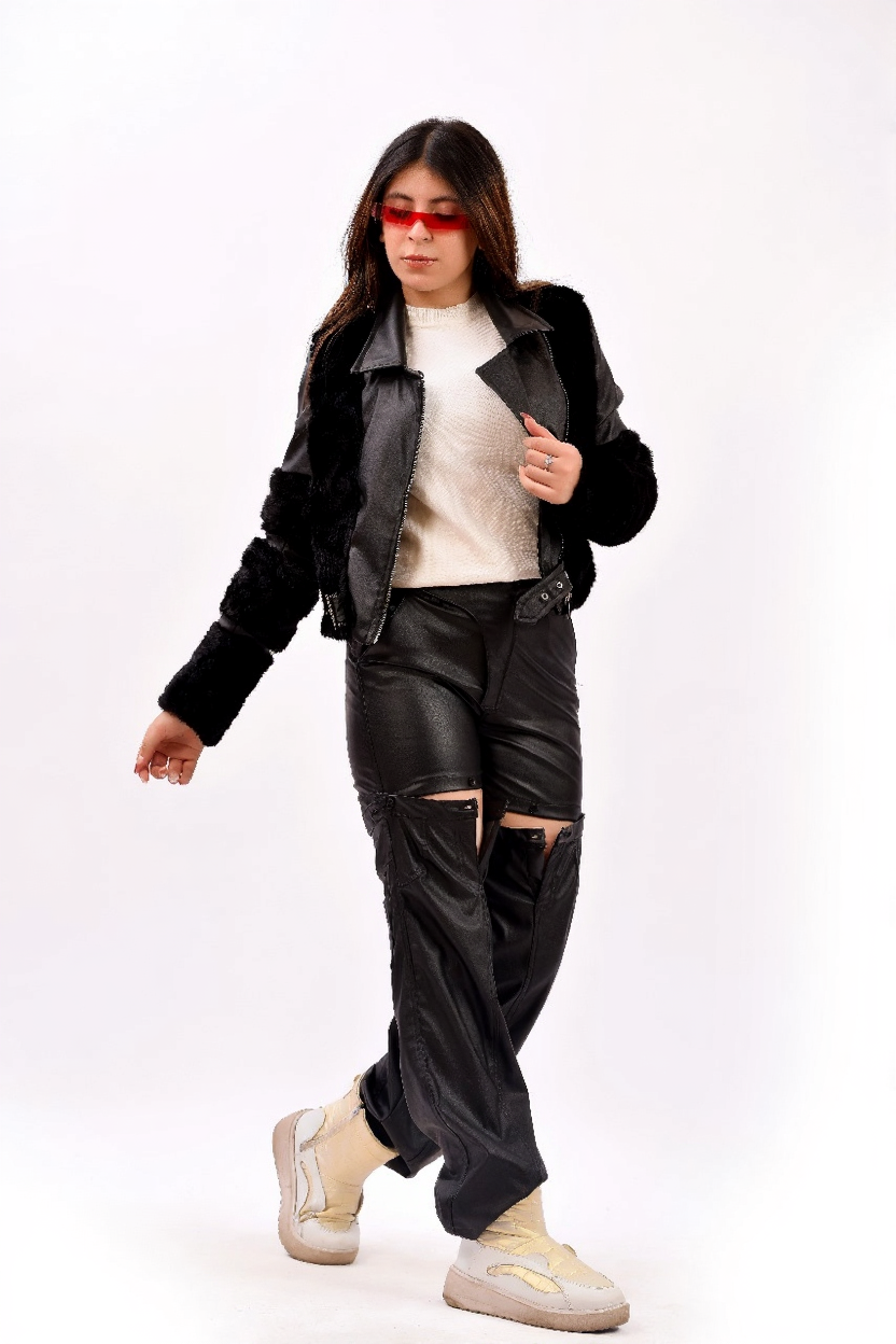 blush- faux-fur jacket